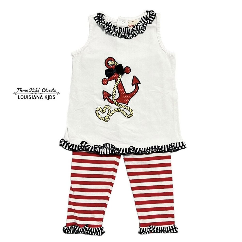 Toffee Apple 2T Nautical Anchor Appliqué Top & Pants Set